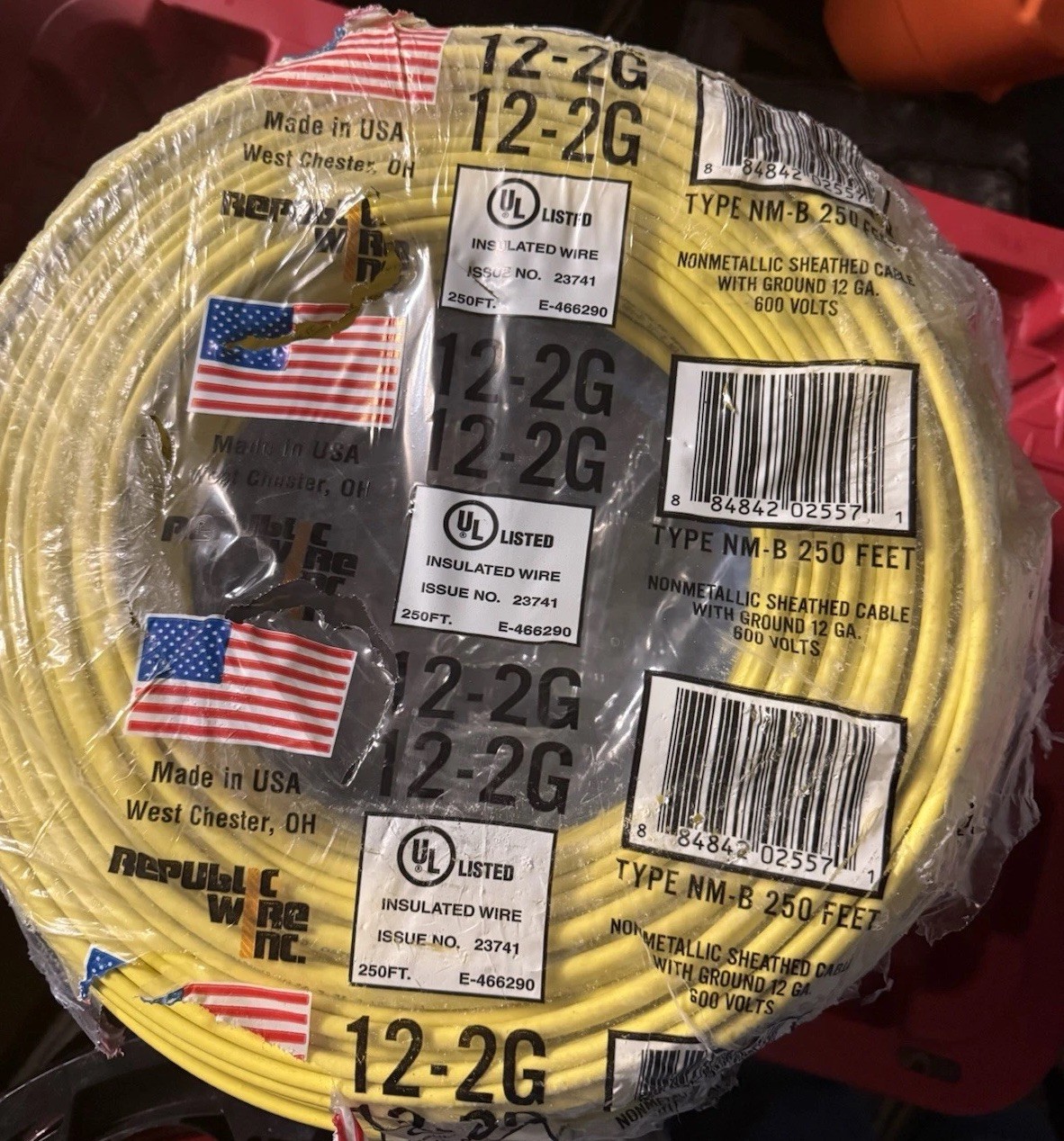 Republic Wire 12-2G NM-B Wire 250 FT Romex