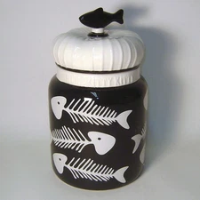 Ceramic Fishbone Kitty Treat Jar