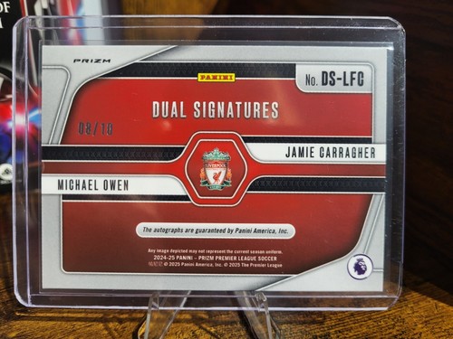 Prizm EPL BREAKAWAY 2024-25 Jamie Carragher and Michael Owen DUAL AUTO /10 Gold - Picture 2 of 6