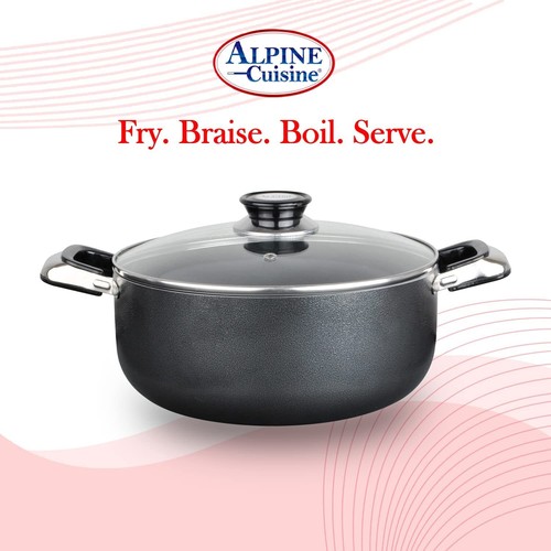 Olla antiadherente de cocina alpina de 5 cuartos con tapa de vidrio templado (stock abierto) - Imagen 5 de 13