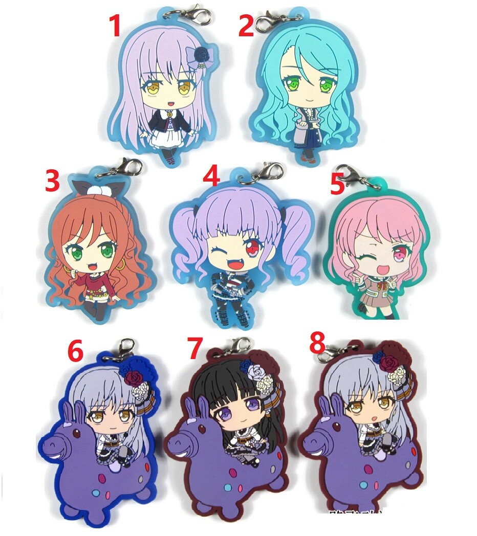 Japan Anime BanG Dream Roselia Rubber Strap Keychain Keyring Charm