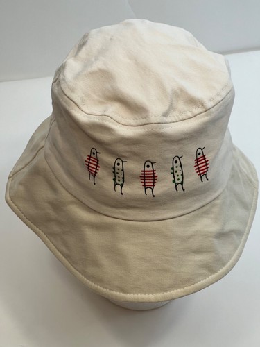Children's Cotton Bucket Hat Size L/XL Beige with Penguins- Adorable! - Picture 5 of 8