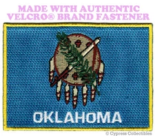 OKLAHOMA STATE FLAG PATCH EMBROIDERED SYMBOL APPLIQUE w/ VELCRO® Brand Fastener