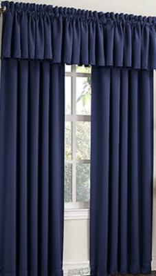Sun Zero-Madison Valance Navy 54''W X18''L 3'' rod pocket Room Darkening