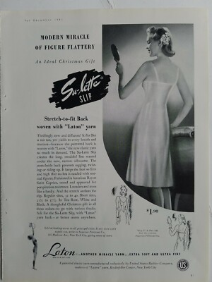 1940 women's Su-lette stretch Laton yarn slip vintage lingerie fashion ad