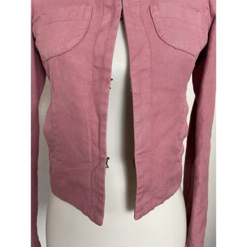 Sisley Jacket Women Sz 40/XS Blazer Single Breast Cotton Linen Pink - Picture 3 of 12