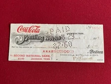 1929, Coca-Cola, TENN. "Bottling Company" Check  (Scarce / Vintage) 