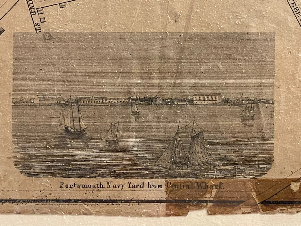 Antique 1850 Portsmouth NH Map HF Walling Brewster Publisher extremely rare - Image 3 of 4