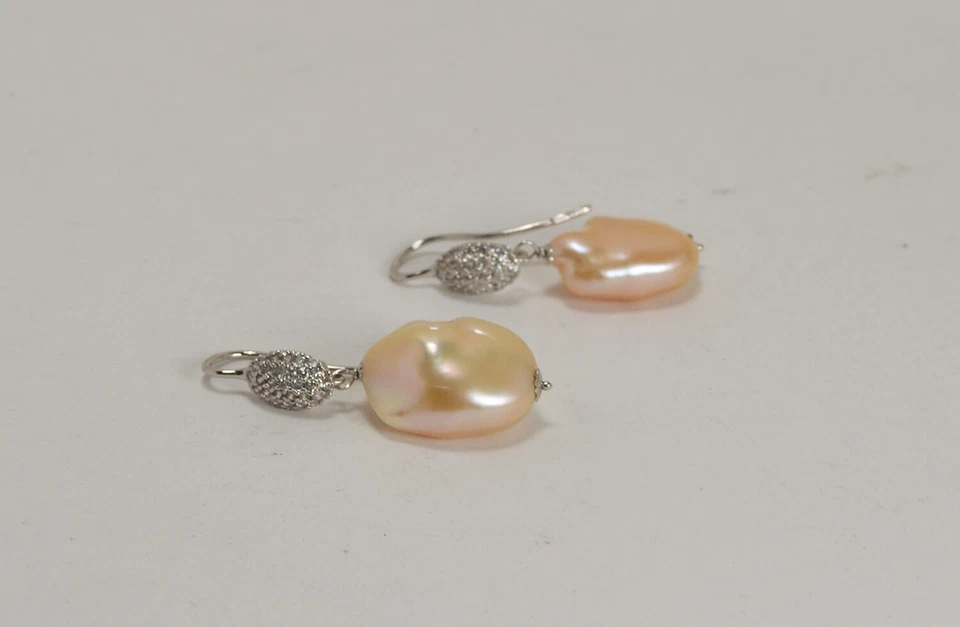 ORECCHINI IN ARGENTO 925 CON PERLE BAROCCHE MULTICOLORE E ZIRCONI AGHT 0389 A - Immagine 2 di 3