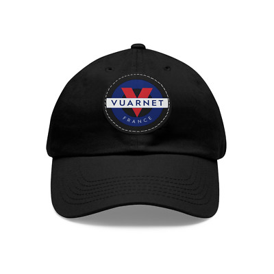 Vuarnet France Black Dad Hat with Leather Patch Adjustable Size
