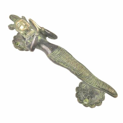 Poignée De Porte En Laiton Antique – Figurine Naga Kanya Faite Main – Pièce Unique