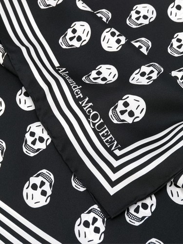ALEXANDER McQUEEN SKULL LOGO SCARF FOULARD SETA MADE IN ITALY 5909293001Q1078 - Imagen 2 de 4