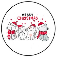 MERRY CHRISTMAS CATS ENVELOPE SEALS LABELS STICKERS PARTY FAVORS
