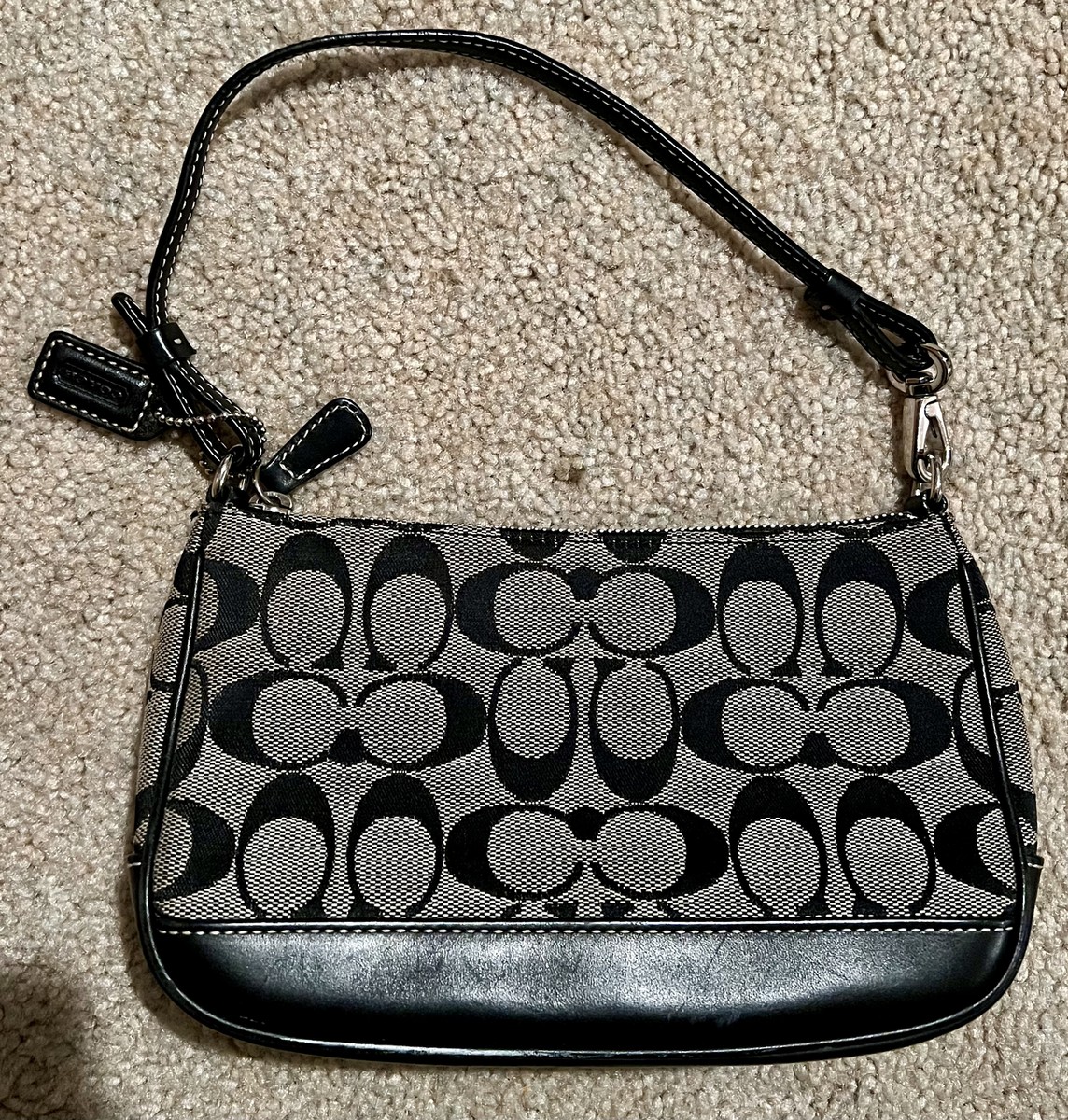 VTG Coach Signature Demi 6094 Black Leather Shoulder Bag Purse