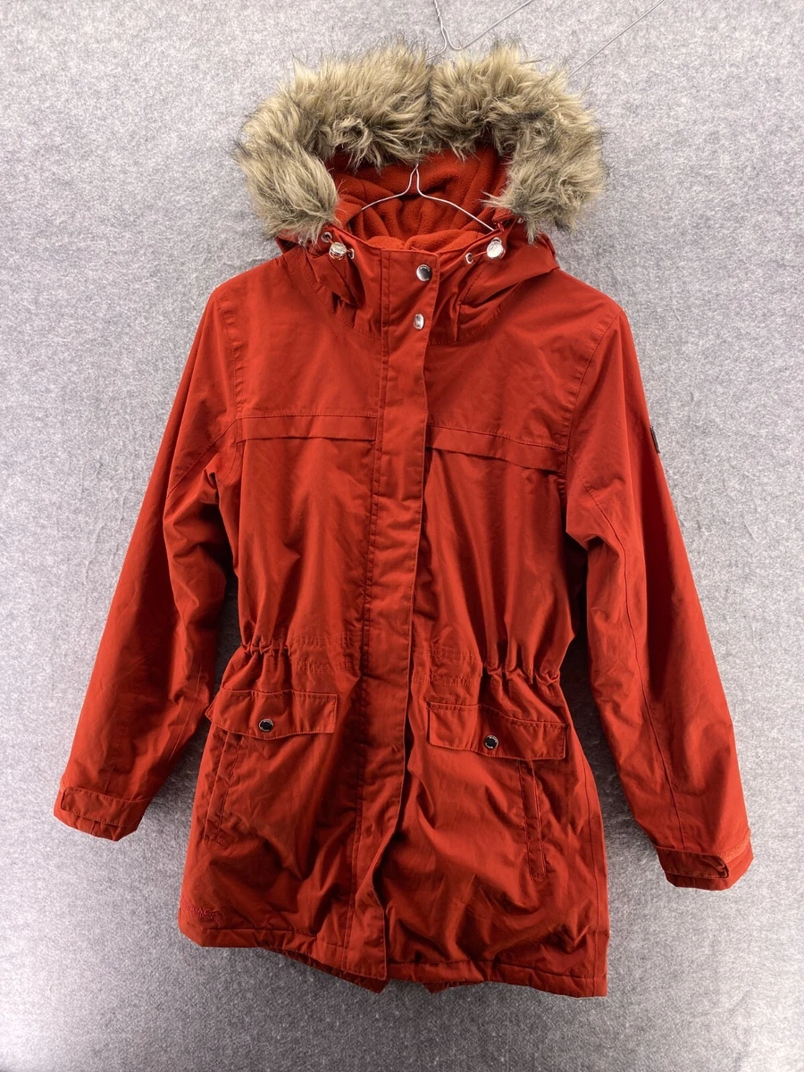 Regatta Parka Coat Womens UK 10 Orange Full Zip Hooded Fleece
