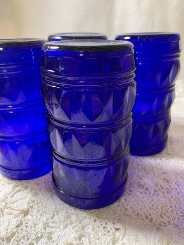 Francosinho Cobalt Blue Juice Drinking Glasses.Brazil Set Of 4. 10 Oz - 第 7/7 張圖片