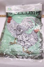 Evergreen Welcome Rooster Garden Flag Multicolor 100 Linen 12.5" x 18" 14l10352