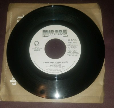 Whitesnake WLP promo 45 Lonely Days Lonely Nights, Don't Break My Heart Again NM