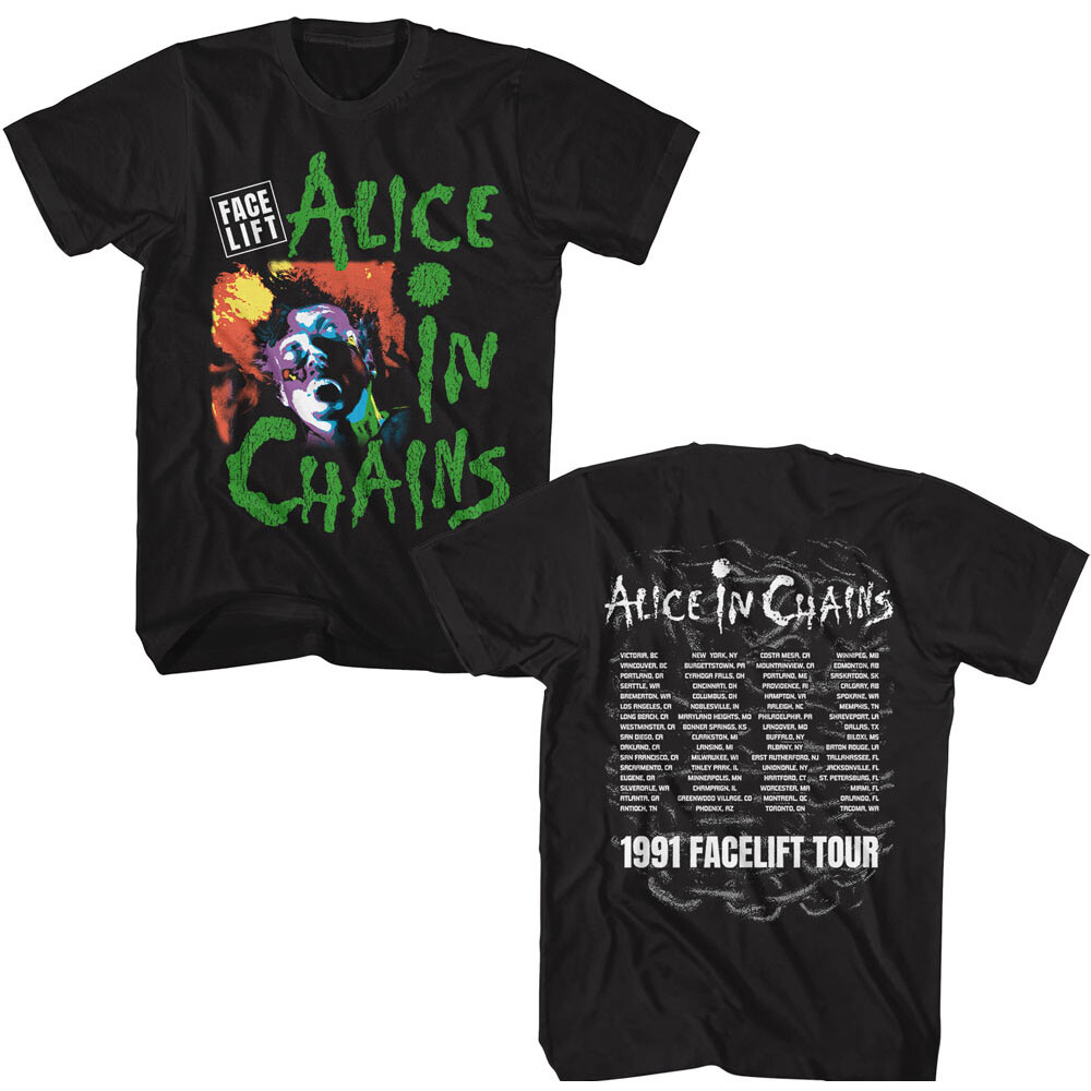 Alice in Chains Men's T Shirt 1991 Facelift Tour Alt Rock Alice in Chains Men's T Shirt 1991 Facelift Tour Alt Rock