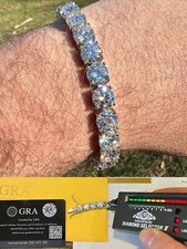 BIG Stone 8mm 44-52ct Real MOISSANITE Tennis Bracelet Passes Test Iced Large
