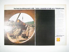 Shell Vintage Ad Print 1971 Doodlebug Tunnel Construction Oil Gas 2 Page READ
