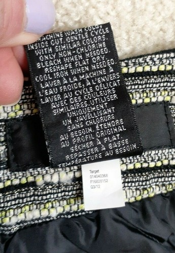 Mossimo Black White Lime Green Silver Metallic Striped Tweed Skirt Sz 18 Career  - Picture 4 of 7