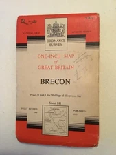 1952 Ordnance Survey Seventh Series One Inch Brecon Cloth Map Sheet 141