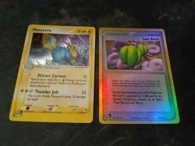 Pokémon TCG Manectric Ruby & Sapphire 9 / 109 Holo Rare + Lum Berry 84 ...
