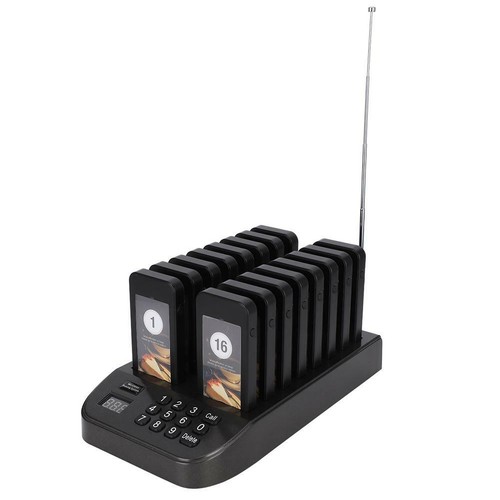 Calling Pager System Digital Red Restaurant Coaster Pagers x 16+1 Transmitter IN - Photo 13/23