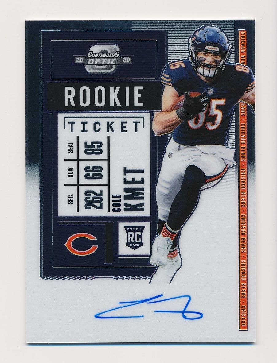 2020 Panini Contenders Optic Ticket RPS Cole Kmet #118 Rookie Auto Chicago Bears