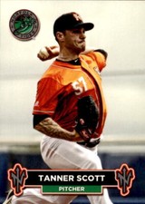 2018 Norfolk Tides Choice #41 Tanner Scott Mogadore Ohio OH Baseball Card