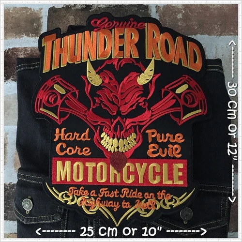 Thunder Road Racing Biker Motorcycle Iron on Embroidered Large Back patch XL