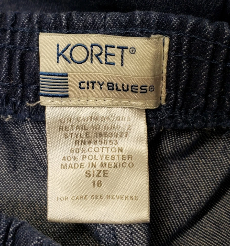 Jeans feminino vintage Koret City azul 16 puxadores elástico cintura reta 30x27 - Imagem 2 de 4