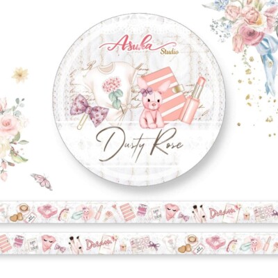 Washi Tape Dusty Rose Asuka Studio Vintage Girl Bunny Lipstick Diary Bows Dream