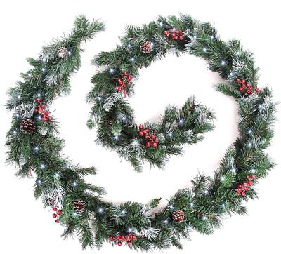 Beste künstliche 12 Fuß Deluxe mattierte Weihnachtsgirlande & 100 hellweiße Lichter