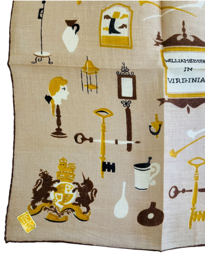Vintage Linen Handkerchief Williamsburg Virginia Kimball Tag Emily Whaley READ - Picture 5 of 11