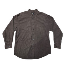 DOCKERS Fitted Stretch Collar Button-Up Dress Shirt Men's L Brown Checkered