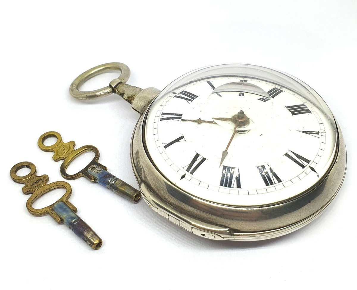 Antique 800 Silver Pocket Watch With Keys -.WORKING.- 1128