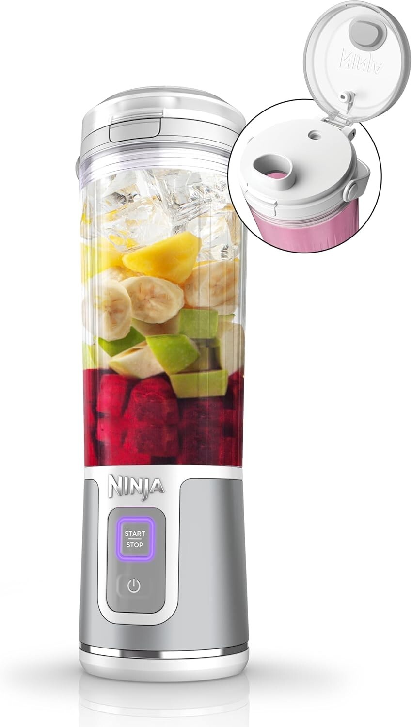 Ninja BC151WH Blast Cordless Portable Blender with 18oz Travel Cup for Smoothies On The Go-image