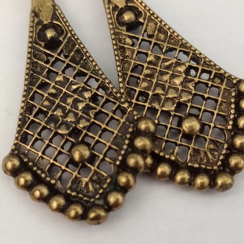 Michal Negrin Earrings Hot Pink Magenta Art Deco Mesh Long Crystals Ethnic Gift - Picture 5 of 15