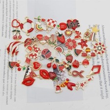 5 Enamel Gold Charms Red Pendants Findings Princess Set Assorted Lot Mix