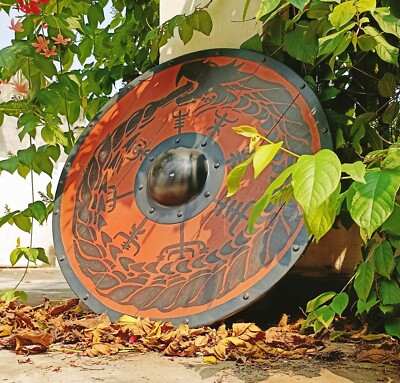 Medieval Viking Wooden Jormungandr Shield Dragon Round Screen Accurate 1:1 Prop