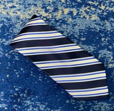 NEW Nautica Blue Ivory Navy Bias Stripes Silk Necktie