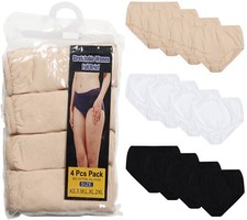 Ladies Full Briefs 4 Pack Cotton Underwear UK Sizes 12 to 24 Stretch Knickers