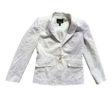 J. Crew Linen Blend Regent Blazer Ivory Purple Metallic Shiny Shimmer size 4
