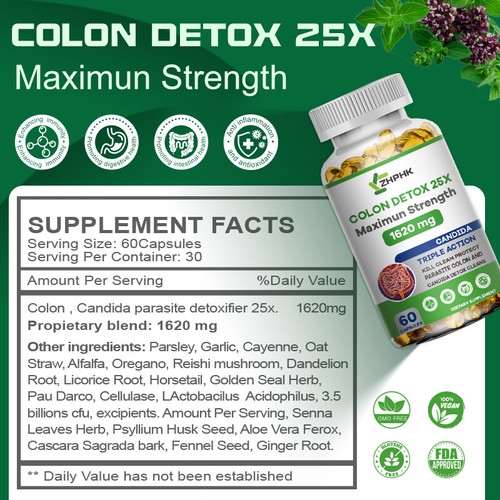 COLON DETOX 25X 1620MG Fuerza Máxima Promover la Digestión Pérdida de Peso 120 Cápsulas - Imagen 5 de 7