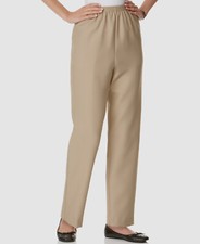  40 Alfred Dunner Women's Beige Classic Pull-On Straight-Leg Pants Size 14