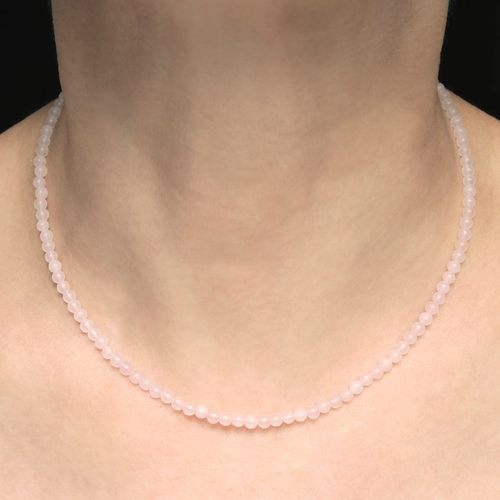A++ Rose Quartz Micro Faceted Round Tiny Beads 24" Beautiful Choker Necklace - Picture 5 of 10