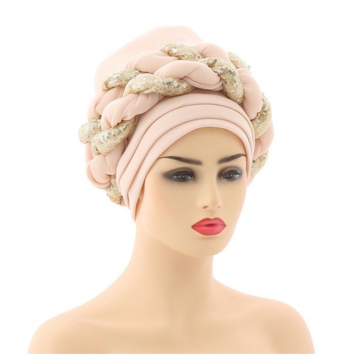 New Braid Turban Head Wrap African Women Cap Hijab Bonnet Hat Auto Gele Headtie - Picture 160 of 282
