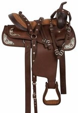 "Premium Texas Star Western Pleasure Trail Saddle Tack - Synthetic Brown Horse